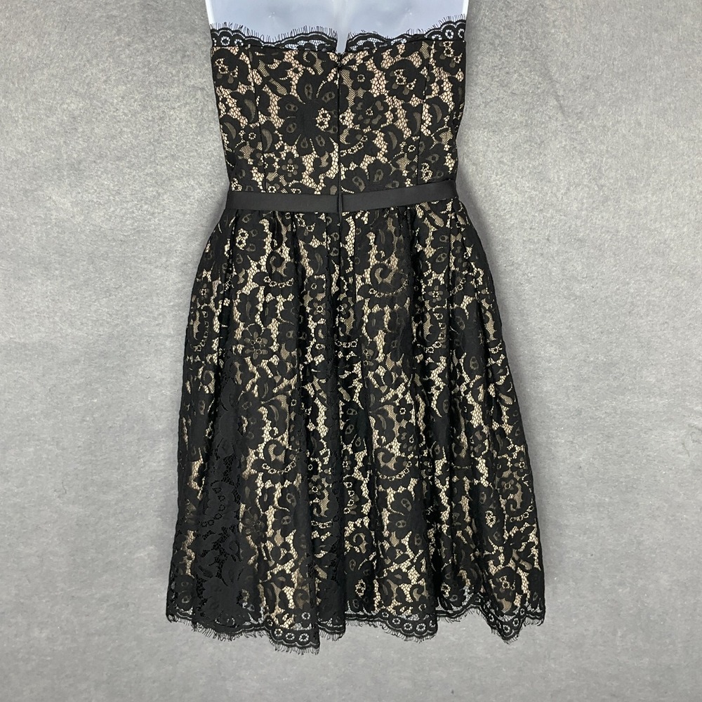 Robert Rodriguez Dress Womens 6 Black Lace Overlay Strapless Sash Waist Party - Picture 2 of 16